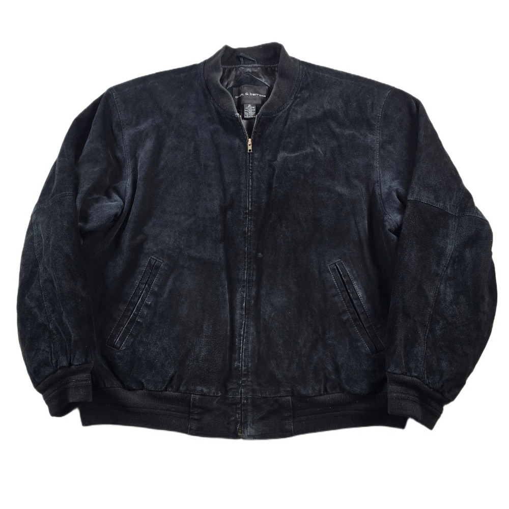 Croft & Barrow Suede Bomber‎ Jacket Mens XL Black Leather Quilted Zip Classic